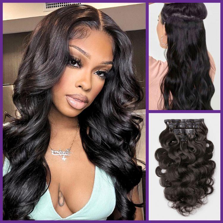 Seamless Clip-Ins Straight / Body Wave / Kinky Curly / Yaki Straight / Kinky Straight / Deep Wave Real Human Hair Pieces 135g 9pcs / 7pcs