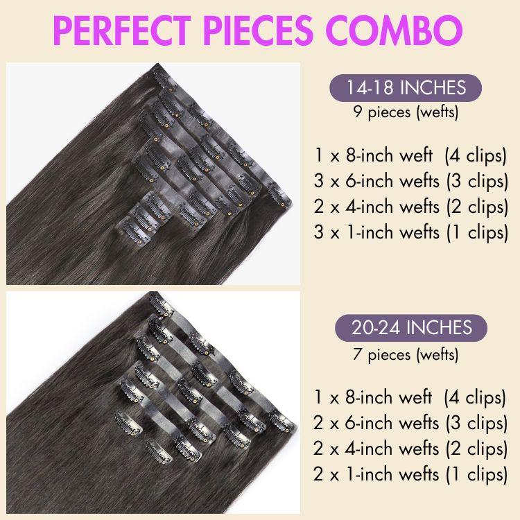 Seamless Clip-Ins Straight / Body Wave / Kinky Curly / Yaki Straight / Kinky Straight / Deep Wave Real Human Hair Pieces 135g 9pcs / 7pcs