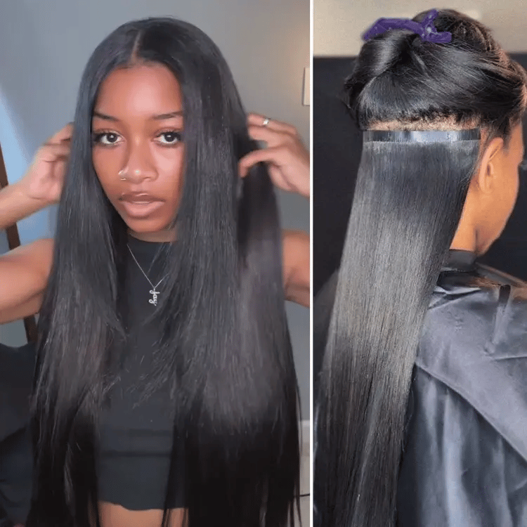 Seamless Clip-Ins Straight / Body Wave / Kinky Curly / Yaki Straight / Kinky Straight / Deep Wave Real Human Hair Pieces 135g 9pcs / 7pcs