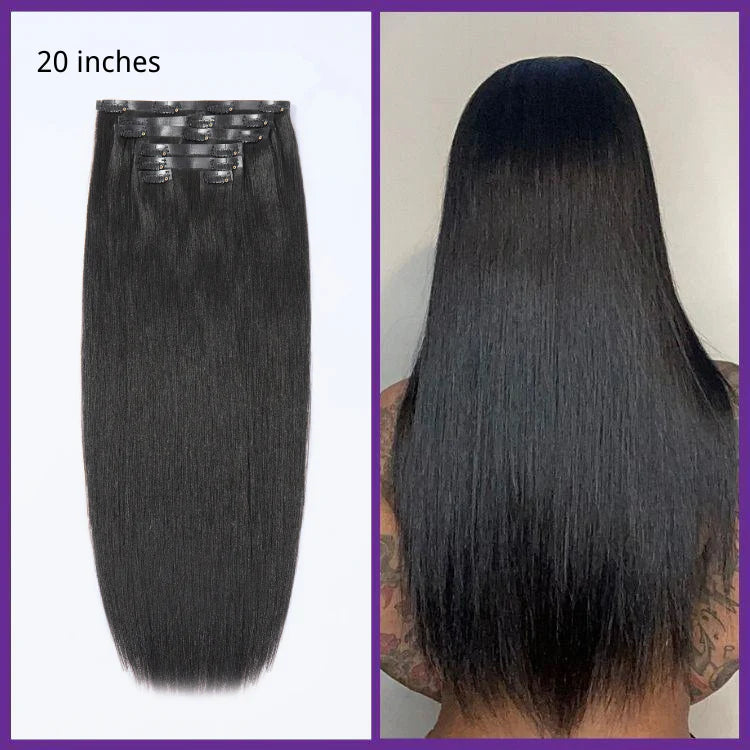 Seamless Clip-Ins Straight / Body Wave / Kinky Curly / Yaki Straight / Kinky Straight / Deep Wave Real Human Hair Pieces 135g 9pcs / 7pcs