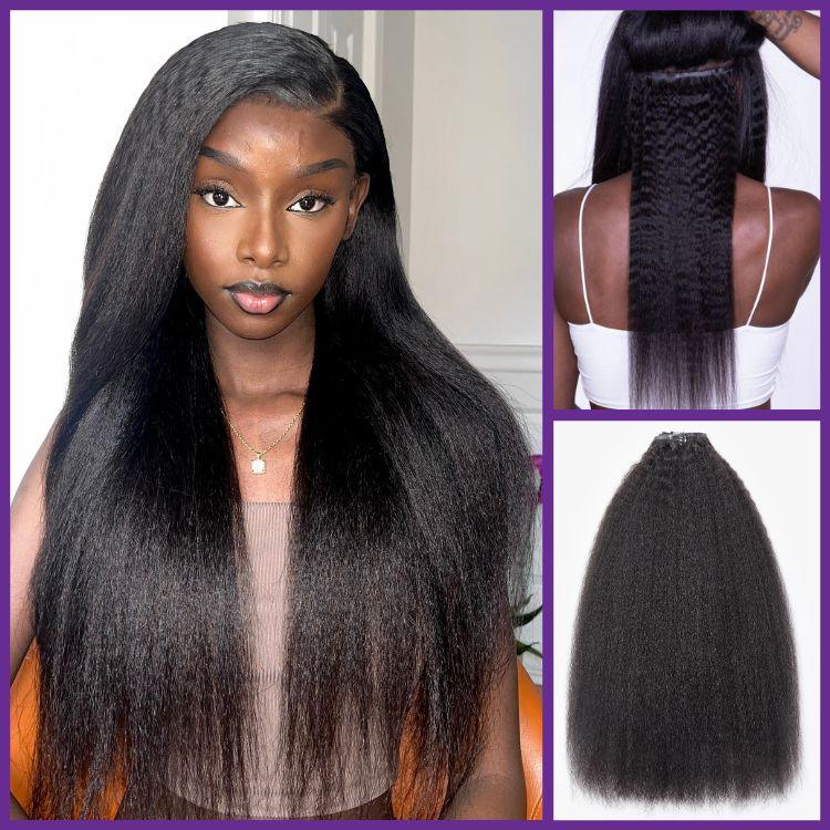 Seamless Clip-Ins Straight / Body Wave / Kinky Curly / Yaki Straight / Kinky Straight / Deep Wave  Real Human Hair Pieces 135g 9pcs / 7pcs