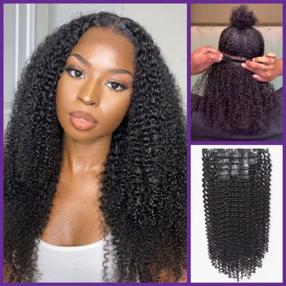 Seamless Clip-Ins Straight / Body Wave / Kinky Curly / Yaki Straight / Kinky Straight / Deep Wave  Real Human Hair Pieces 135g 9pcs / 7pcs